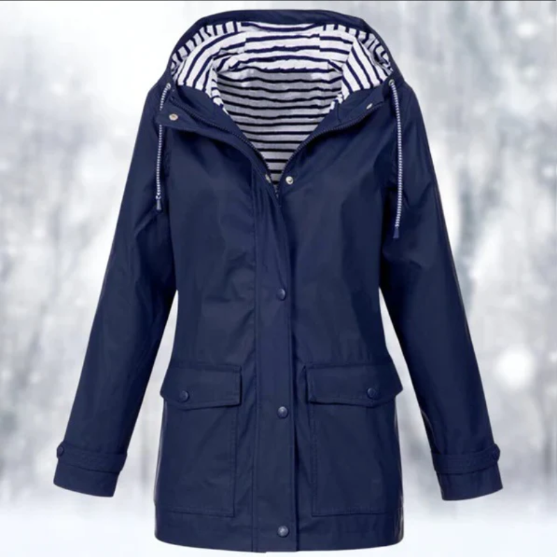 Image of Charlene | Women's Hooded Raincoat Button Front Coat