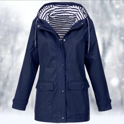 Image of Charlene | Women's Hooded Raincoat Button Front Coat