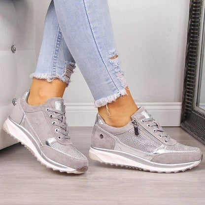 Women's Rhinestone Lace Up Sneakers