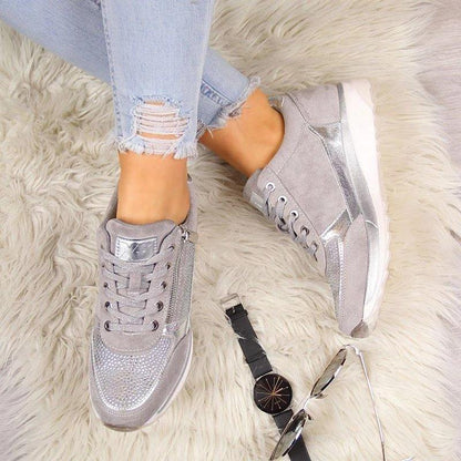 Women's Rhinestone Lace Up Sneakers