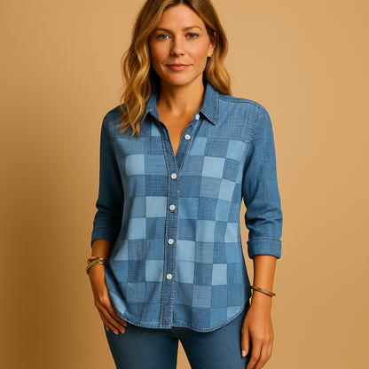 Women’s checked blouse with a relaxed and breathable fit, perfect for everyday outfits or semi-formal occasions.