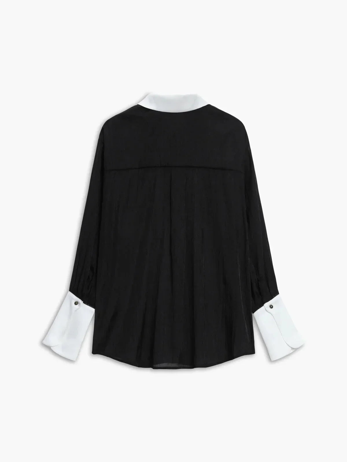 Women's Long Sleeve Sheer Blouse Contrast Cuffs