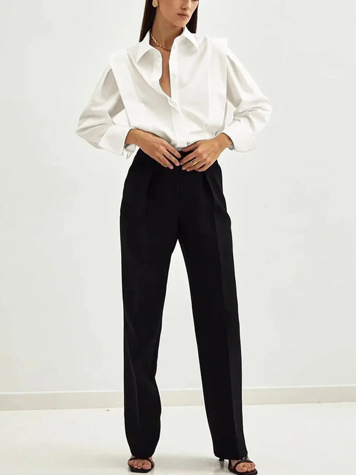 Women's Oversized V-Neck Shirt White