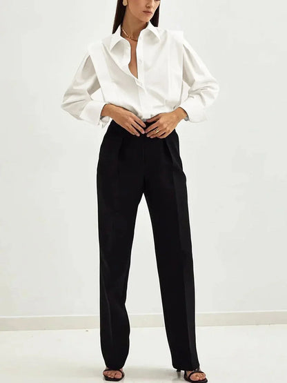 Women's Oversized V-Neck Shirt White