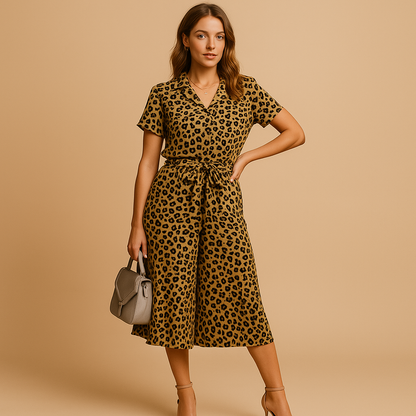 Chic midi dress with short sleeves for women featuring a flattering fit, ideal for office wear, formal events, and casual outings.