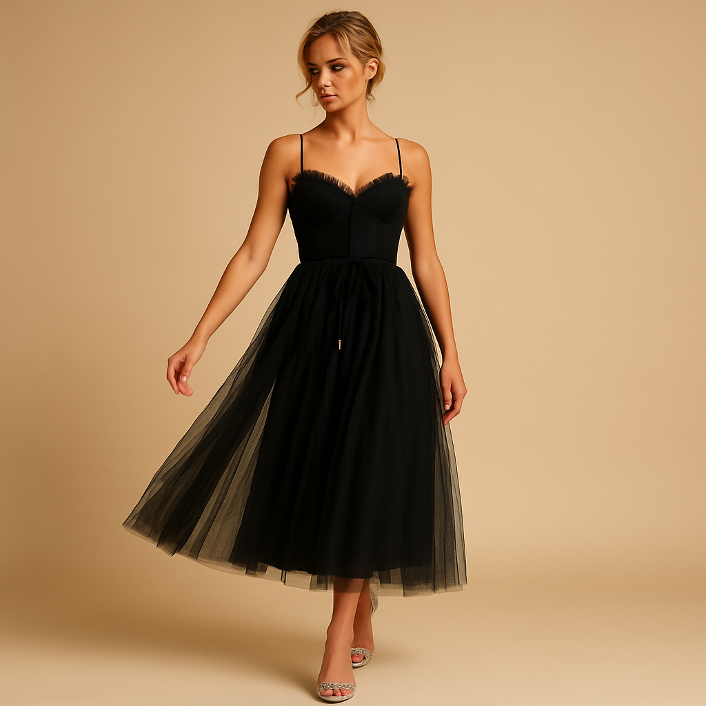 Women’s sleeveless chiffon maxi dress with tulle overlay and round neckline, perfect for weddings, evening parties and formal occasions.