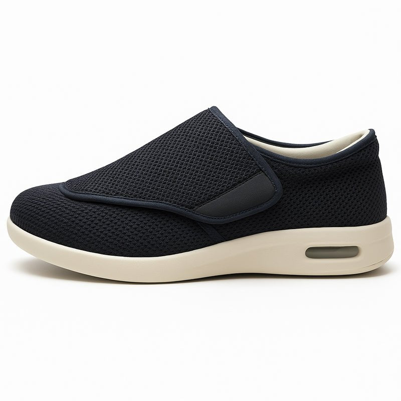 Comfortable Wide Fit Slip On Shoes - Black - VibreMode