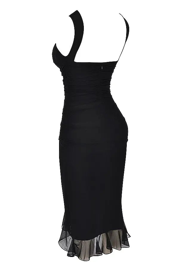 Women's Ruffle Midi Dress Elegant Floral