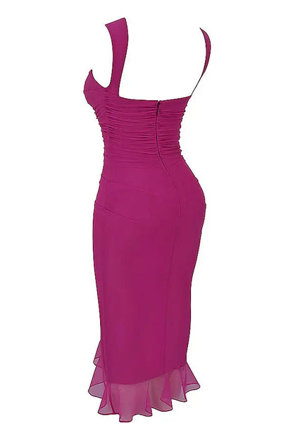 Women's Ruffle Midi Dress Elegant Floral