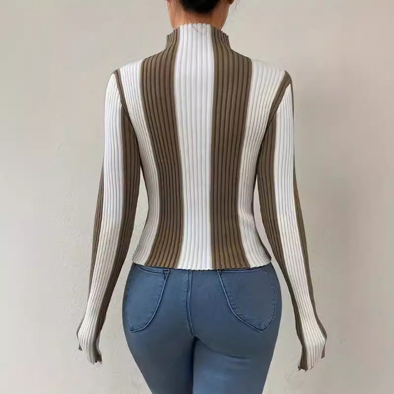 Image of Christine | Women's Fitted Vertical Striped Sweater