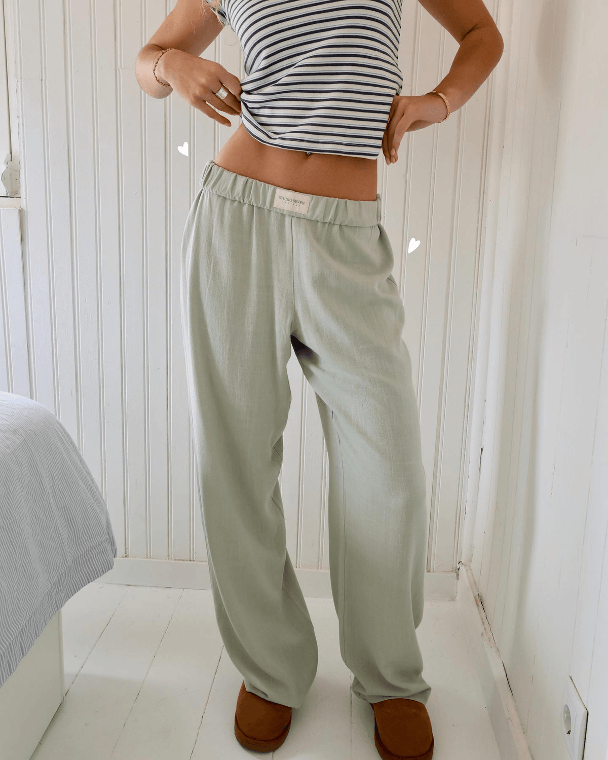 Image of Clara | Women's Elastic Waist Striped Sweatpants