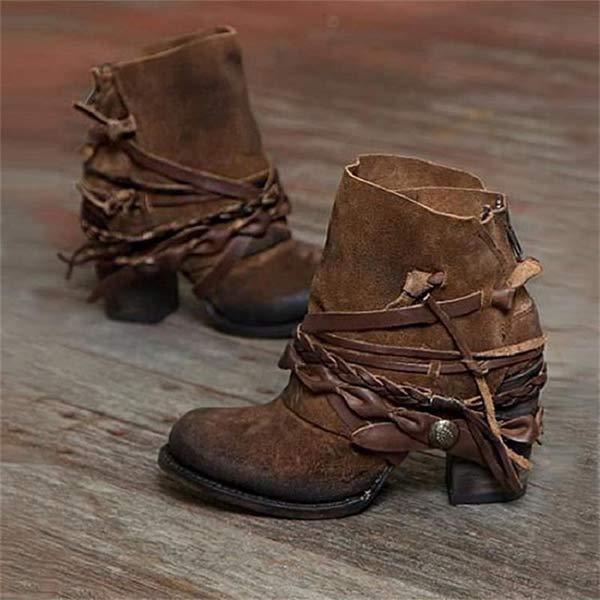 Women's Heeled Ankle Boots Boho Style - VibreMode