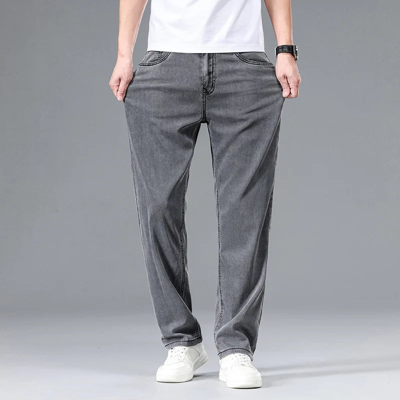 Men's Straight Leg Jeans Relaxed Fit Dark Blue - VibreMode