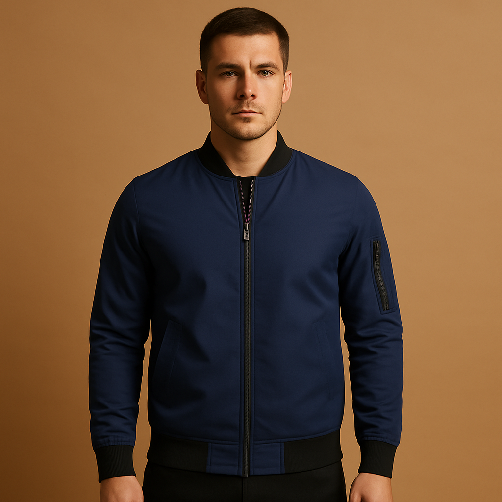 Men's Vintage Zip Up Bomber Jacket - VibreMode