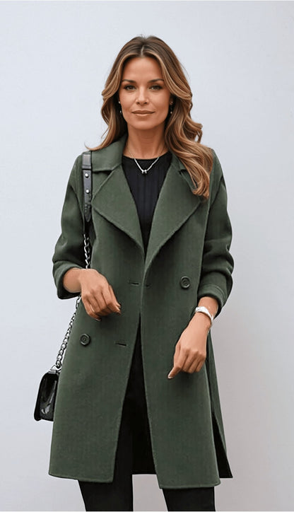 Women's Wool Double-Breasted Coat Classic Warm - VibreMode