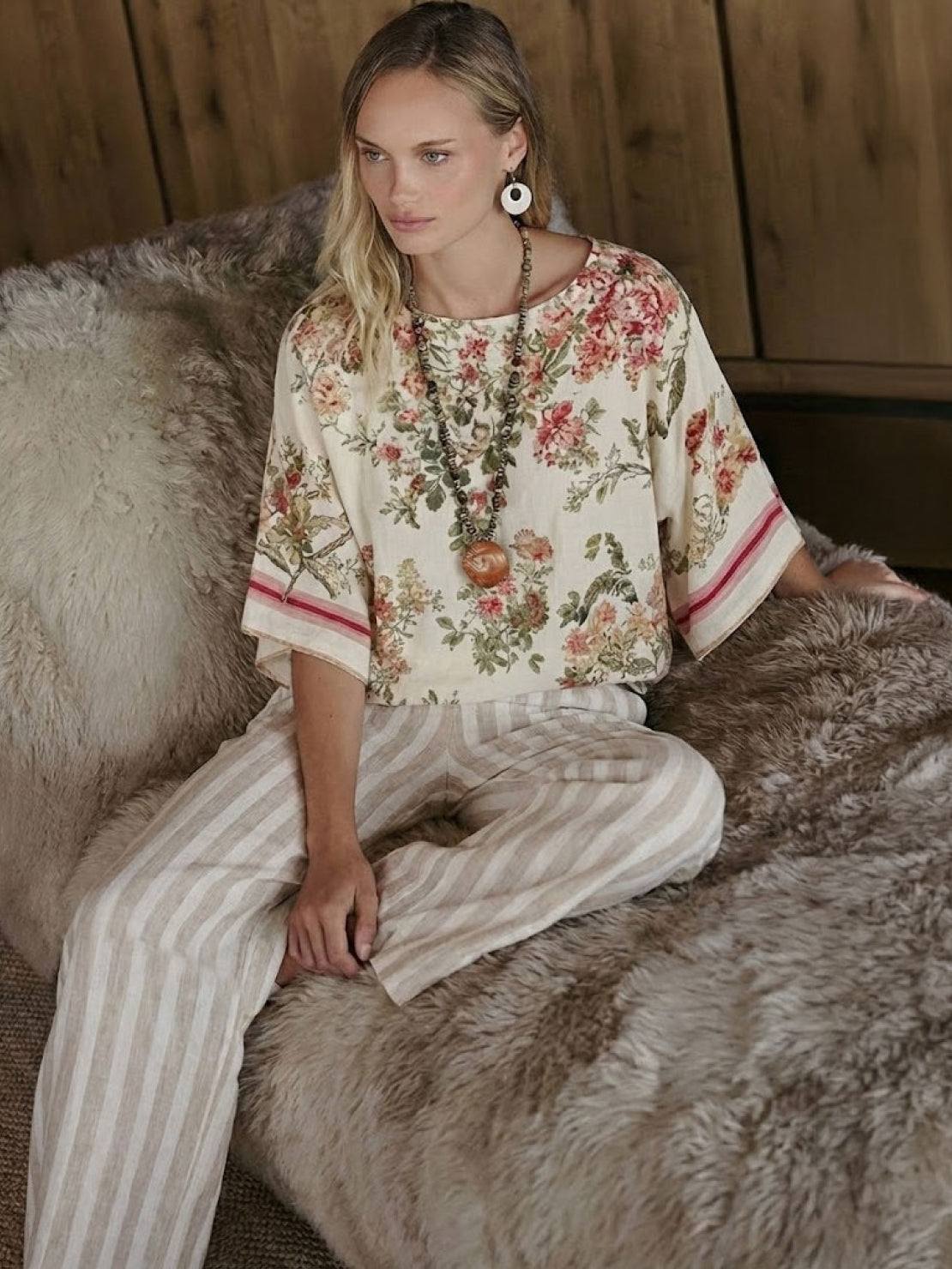Relaxed Fit Striped Pants and Top 2-Piece Outfit