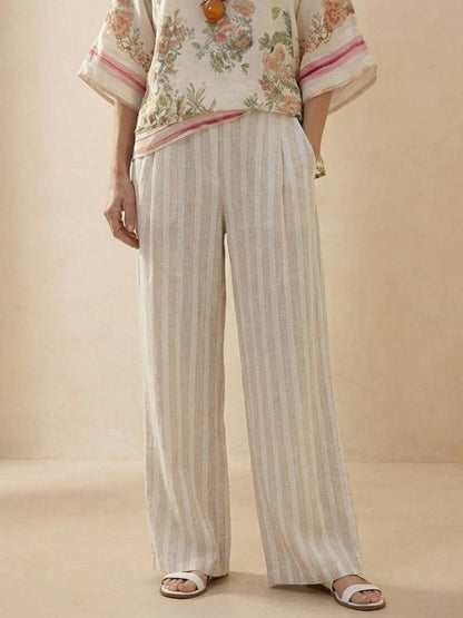 Relaxed Fit Striped Pants and Top 2-Piece Outfit