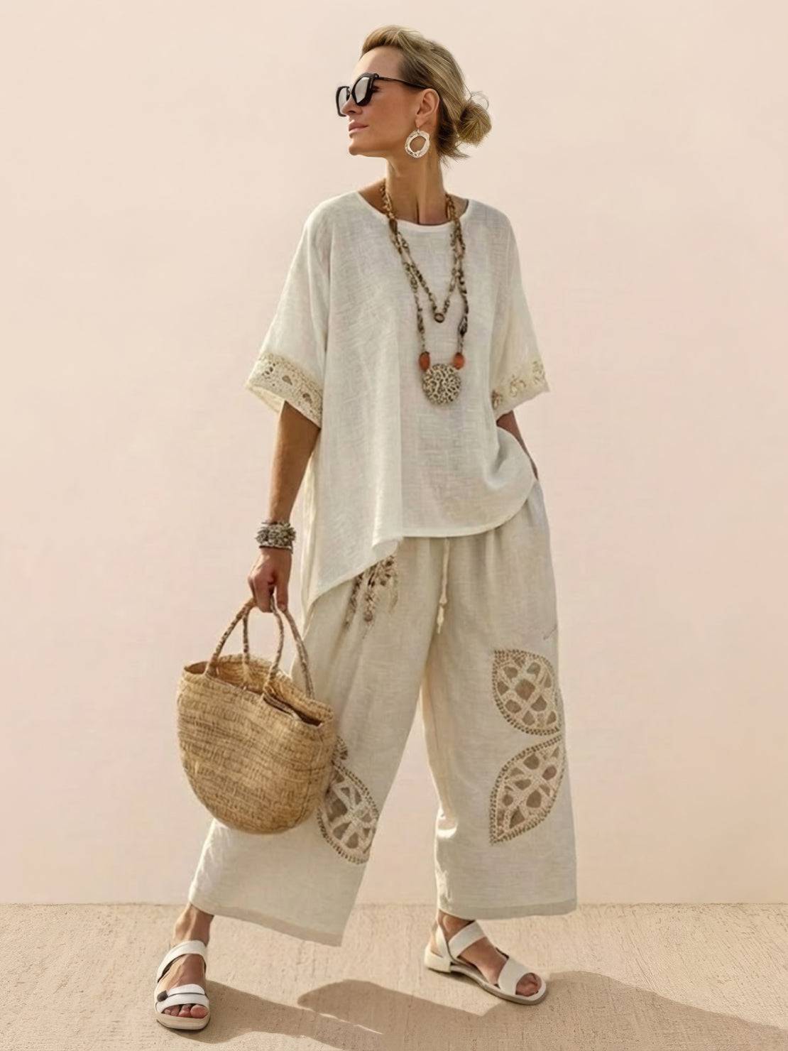 Relaxed Fit Striped Pants and Top 2-Piece Outfit