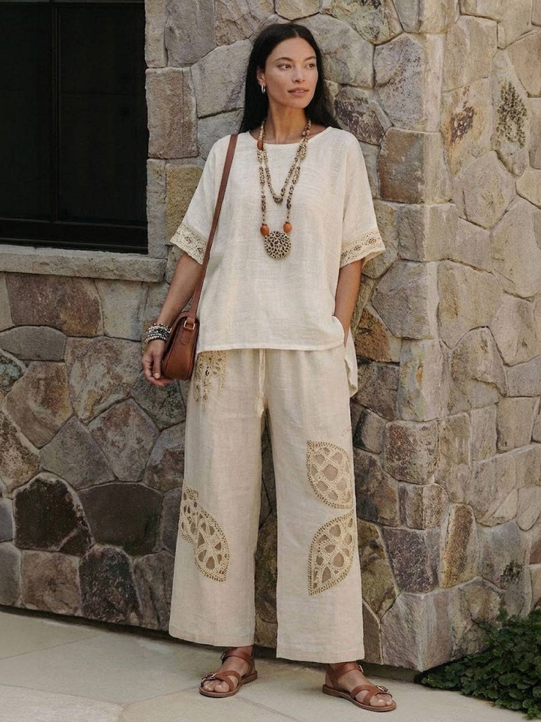 Relaxed Fit Striped Pants and Top 2-Piece Outfit