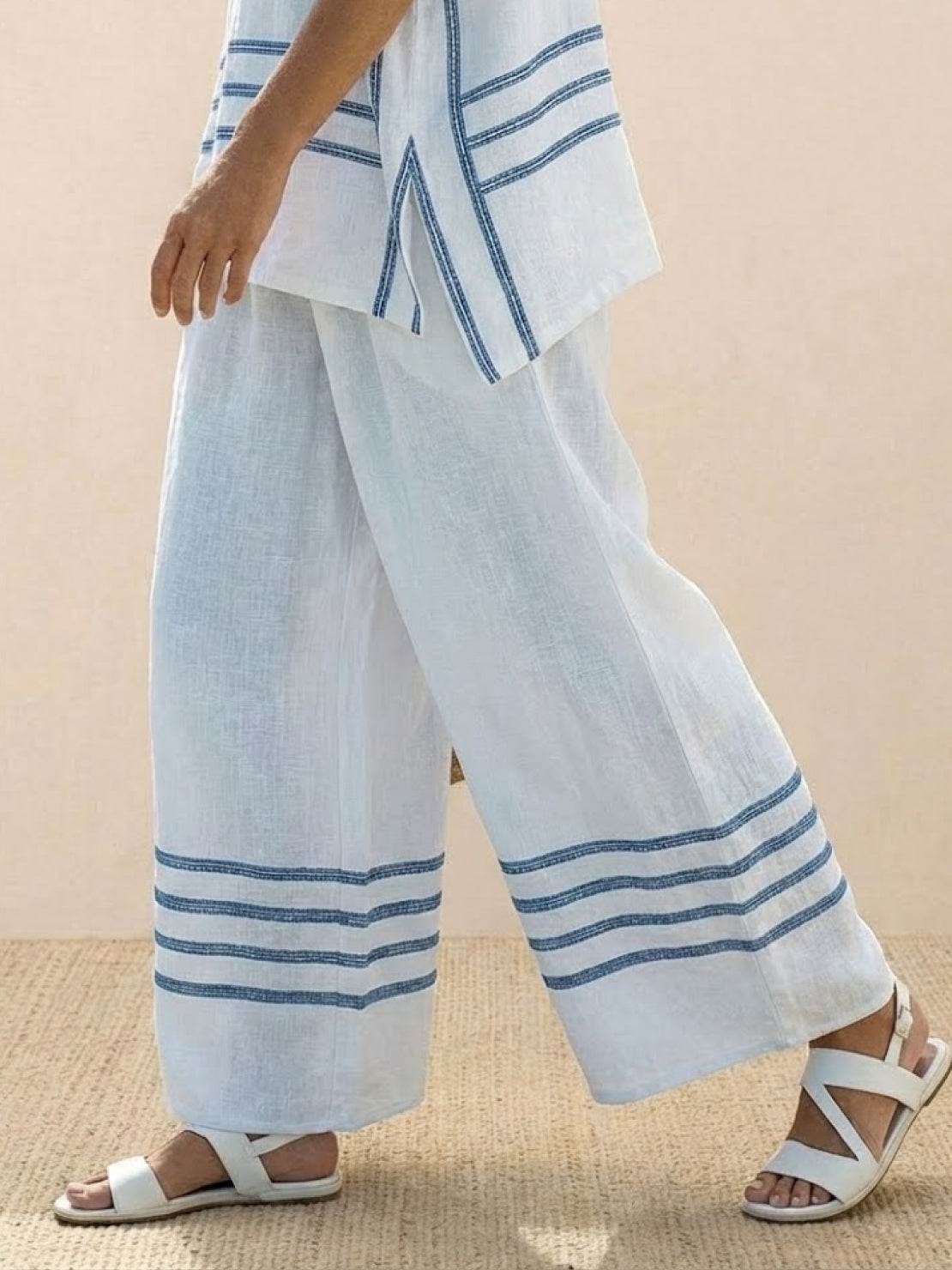 Relaxed Fit Striped Pants and Top 2-Piece Outfit