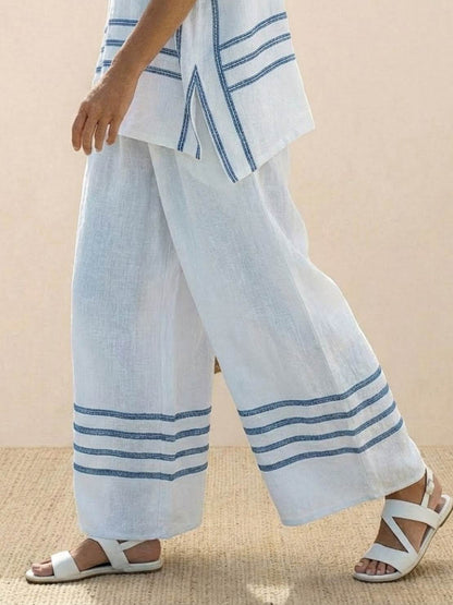 Relaxed Fit Striped Pants and Top 2-Piece Outfit