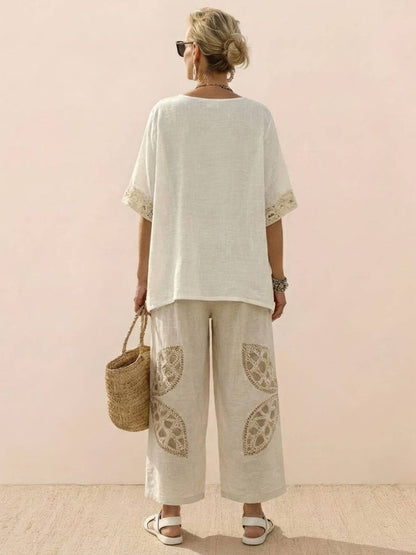 Relaxed Fit Striped Pants and Top 2-Piece Outfit