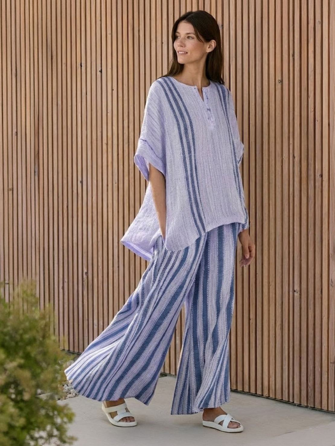 Relaxed Fit Striped Pants and Top 2-Piece Outfit