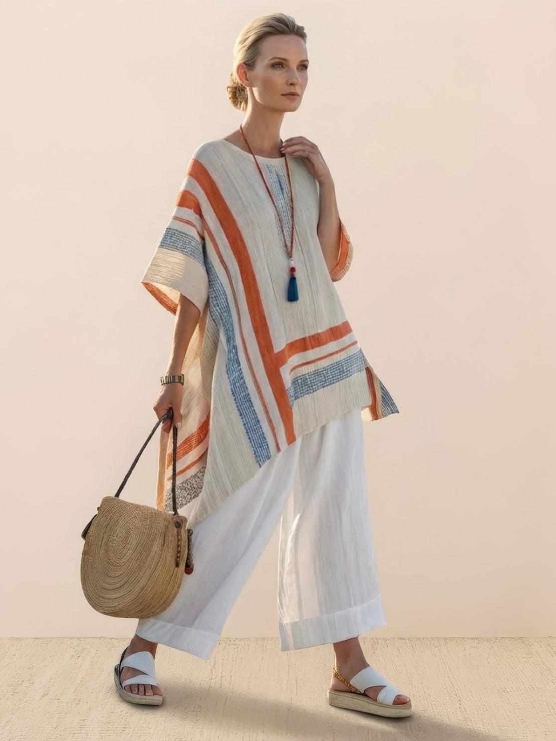 Relaxed Fit Striped Pants and Top 2-Piece Outfit