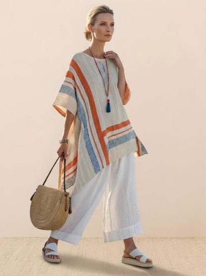 Relaxed Fit Striped Pants and Top 2-Piece Outfit