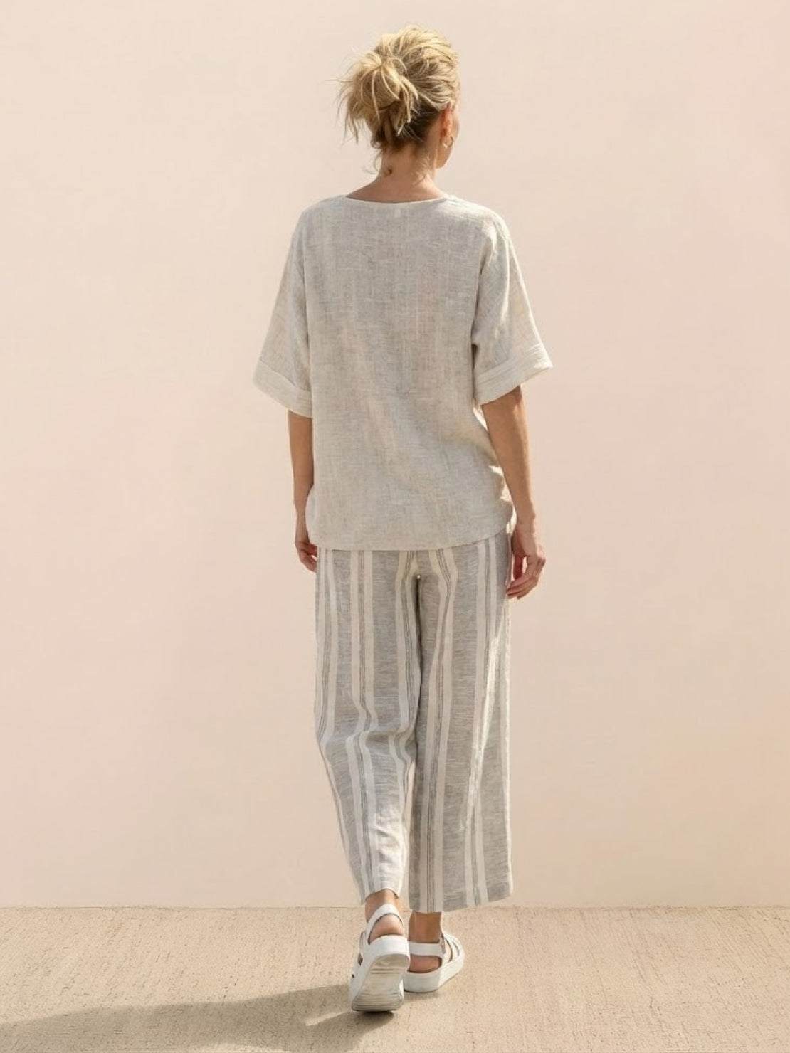 Relaxed Fit Striped Pants and Top 2-Piece Outfit