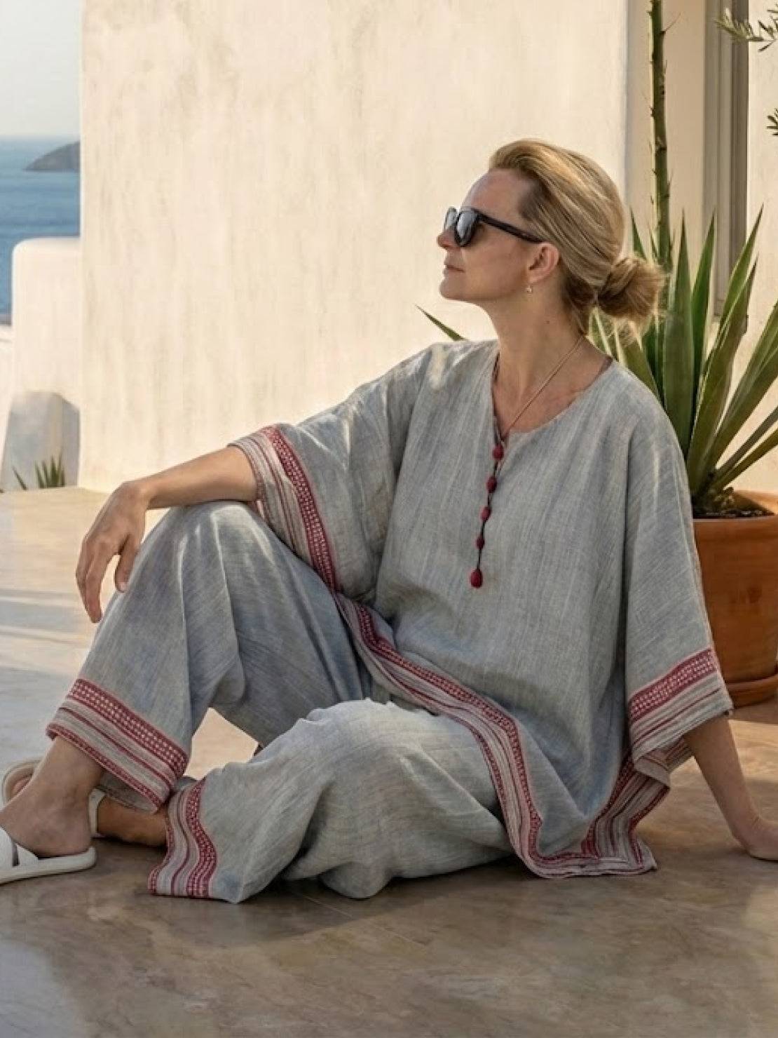 Relaxed Fit Striped Pants and Top 2-Piece Outfit