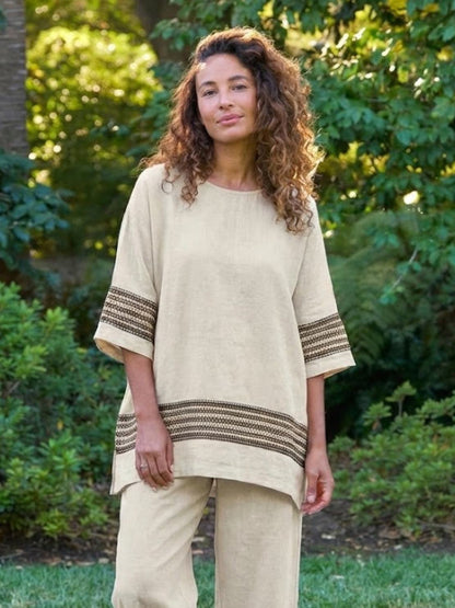 Relaxed Fit Striped Pants and Top 2-Piece Outfit