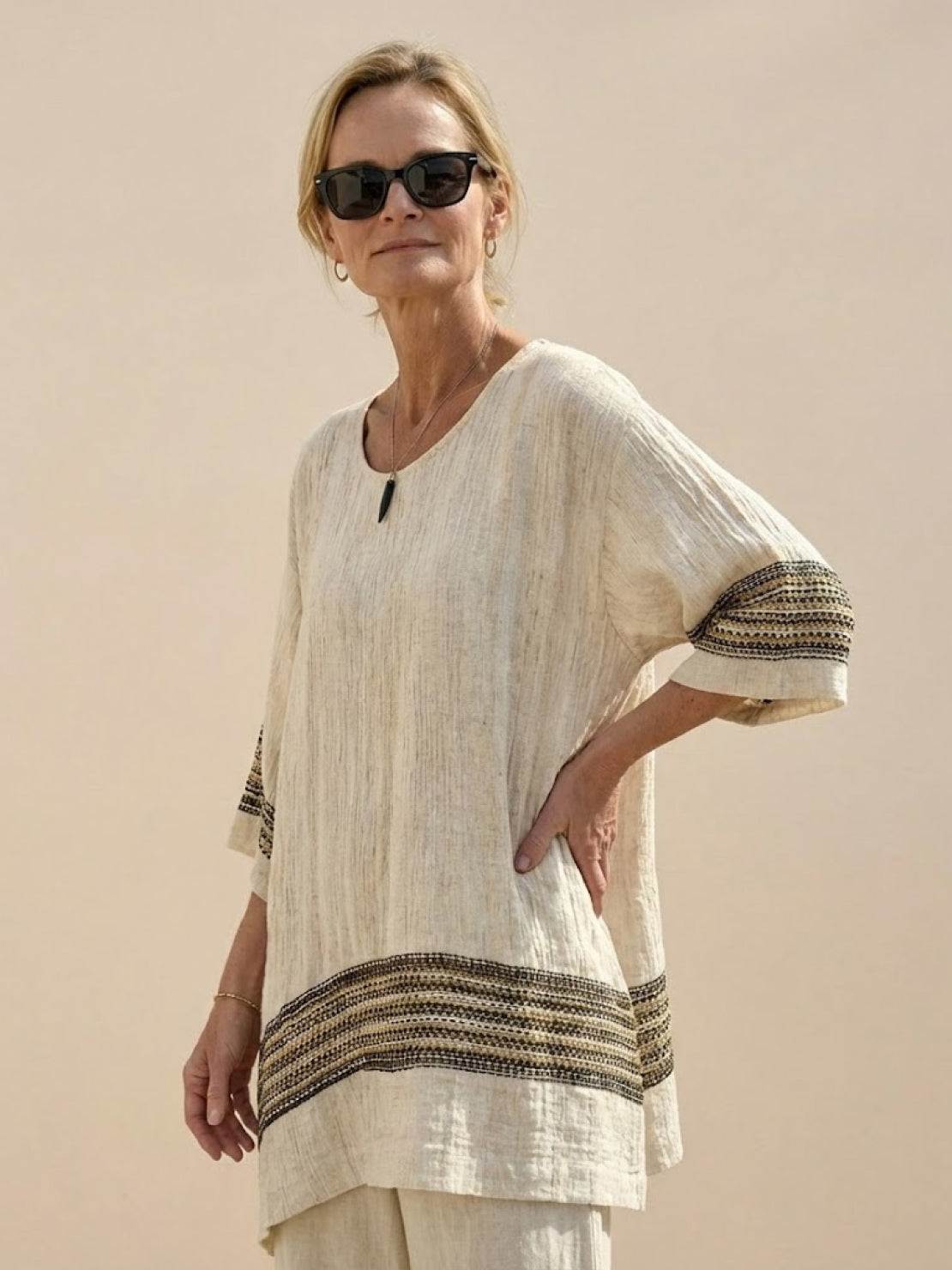 Relaxed Fit Striped Pants and Top 2-Piece Outfit