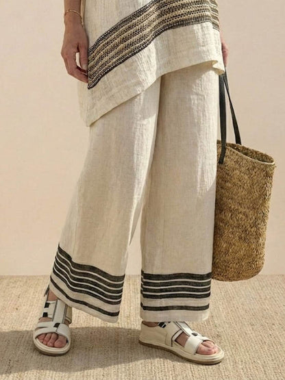 Relaxed Fit Striped Pants and Top 2-Piece Outfit