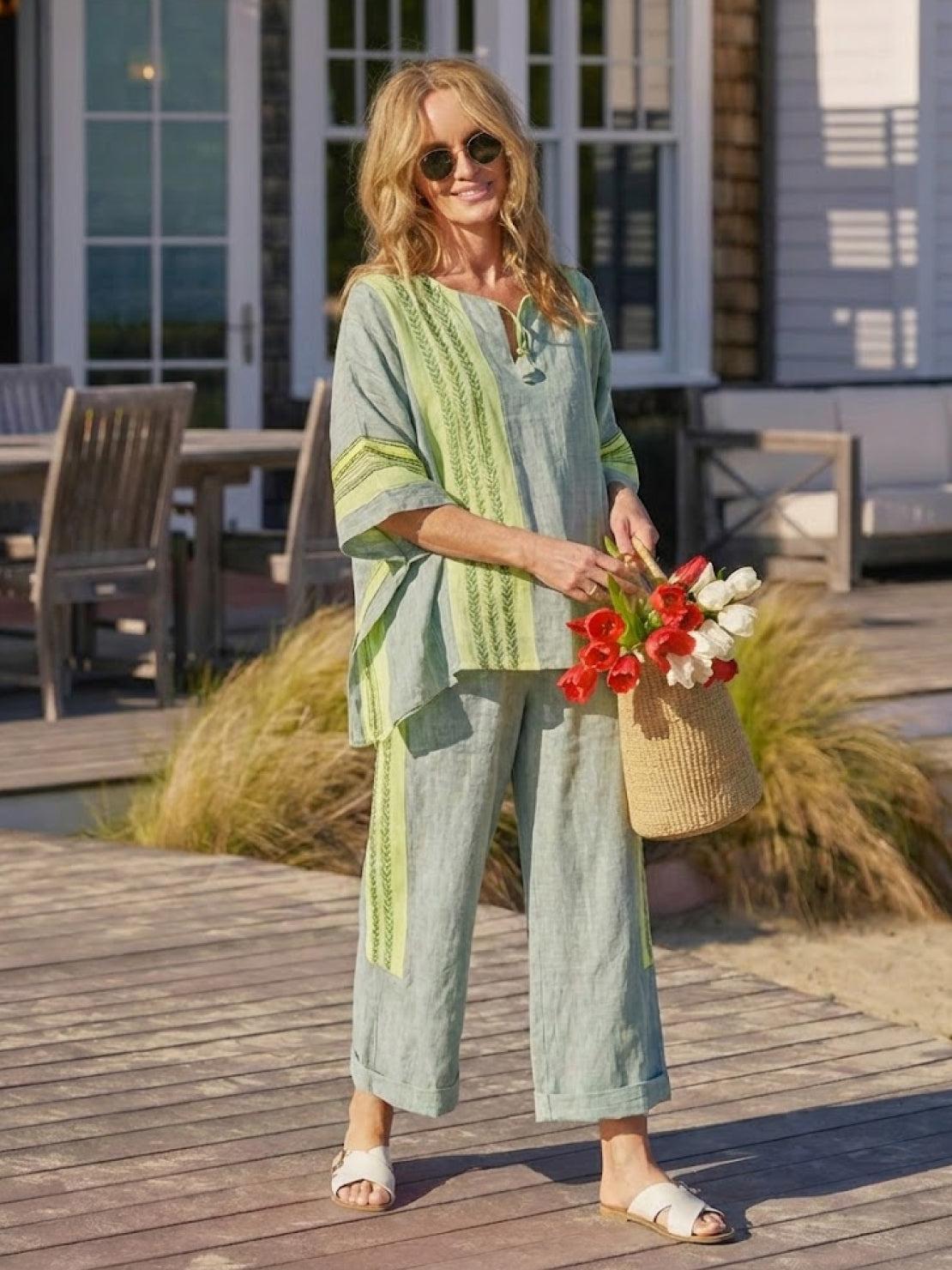 Relaxed Fit Striped Pants and Top 2-Piece Outfit