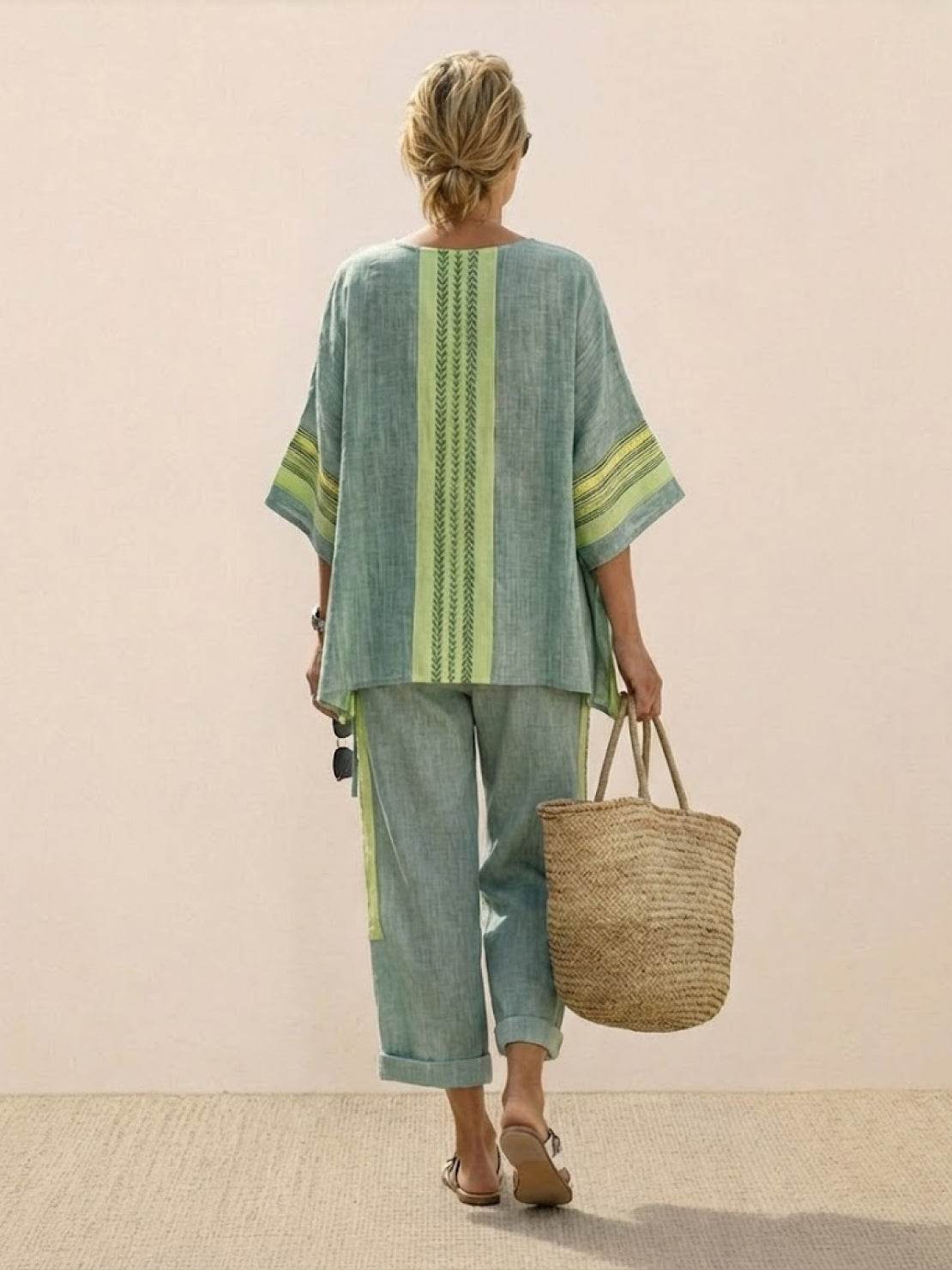 Relaxed Fit Striped Pants and Top 2-Piece Outfit