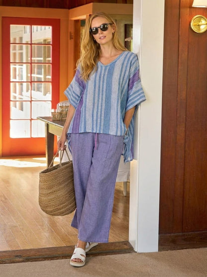 Relaxed Fit Striped Pants and Top 2-Piece Outfit