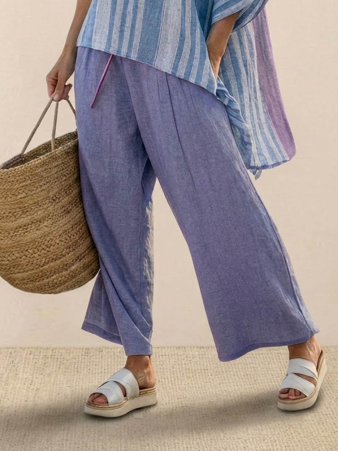Relaxed Fit Striped Pants and Top 2-Piece Outfit