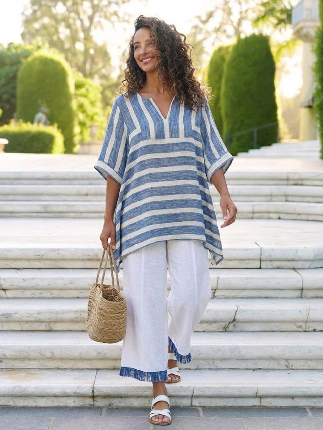 Relaxed Fit Striped Pants and Top 2-Piece Outfit