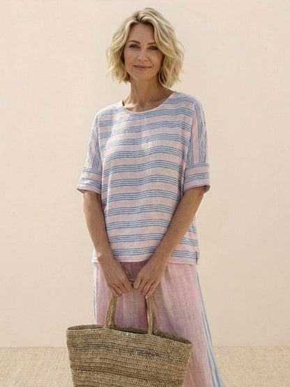 Relaxed Fit Striped Pants and Top 2-Piece Outfit