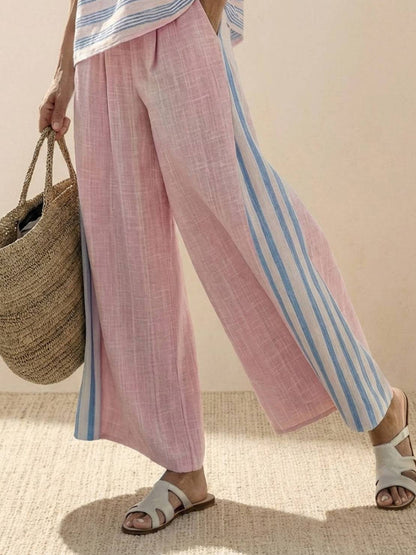 Relaxed Fit Striped Pants and Top 2-Piece Outfit
