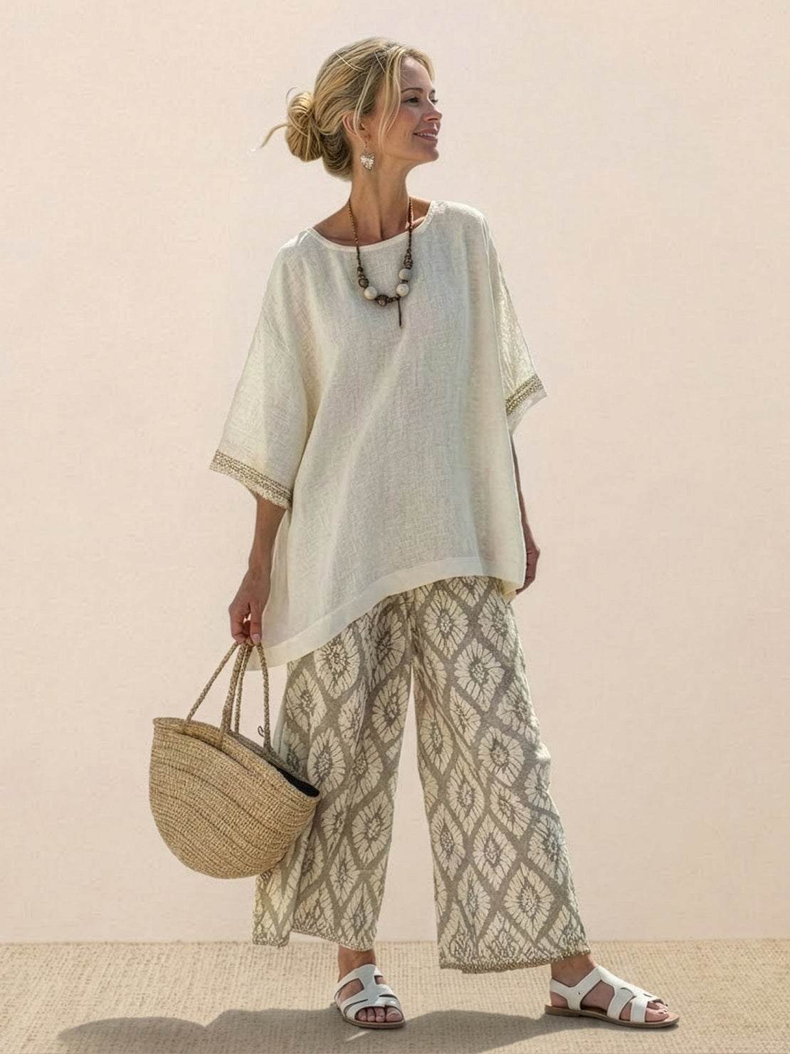 Relaxed Fit Striped Pants and Top 2-Piece Outfit