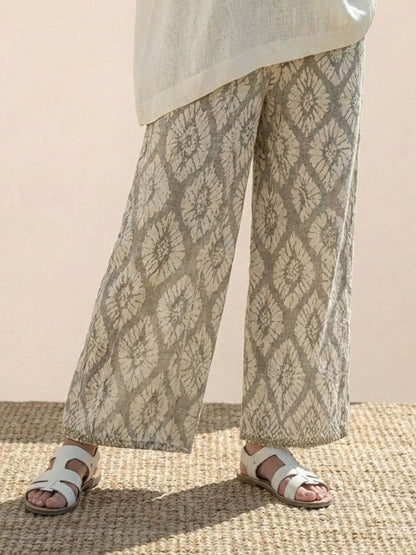 Women's Striped Wide Leg Pants Set Cotton Casual
