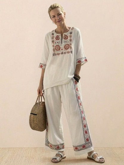Relaxed Fit Striped Pants and Top 2-Piece Outfit