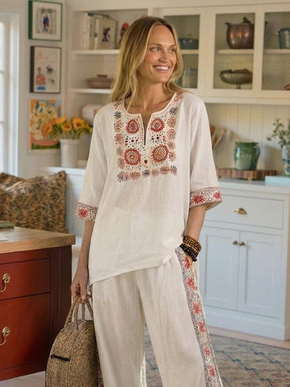 Relaxed Fit Striped Pants and Top 2-Piece Outfit