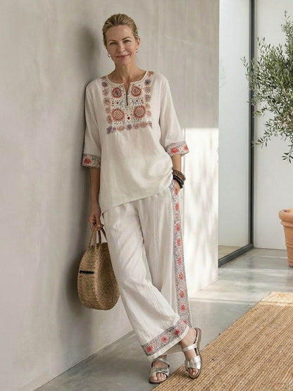 Relaxed Fit Striped Pants and Top 2-Piece Outfit
