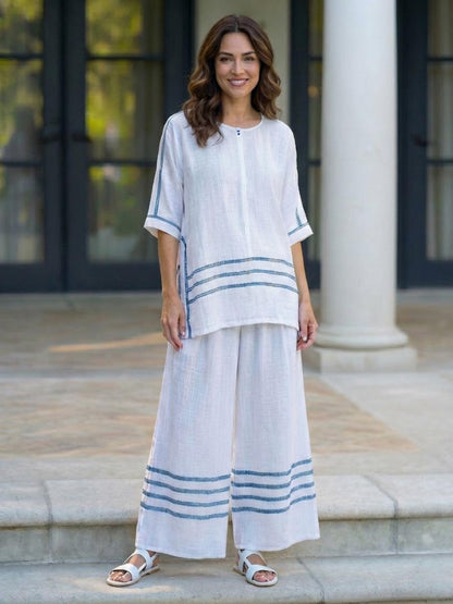 Relaxed Fit Striped Pants and Top 2-Piece Outfit