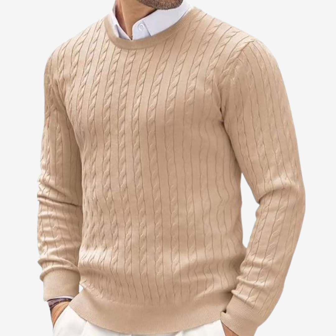 Image of Cody | Men's Crew Neck Cable Knit Sweater