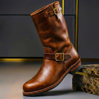 Classic Brown Distressed Leather Boots