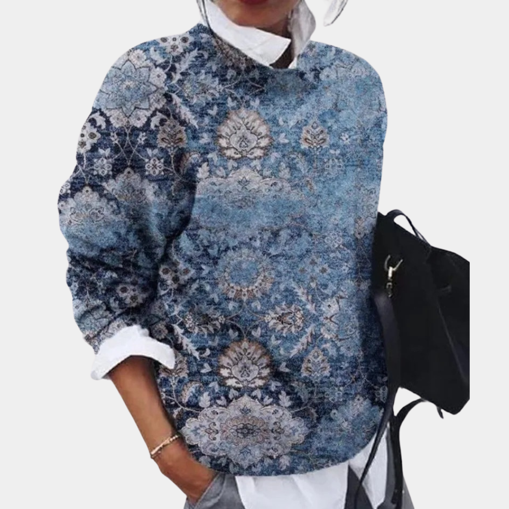 Image of Colleen | Women's Printed Relaxed Fit Pullover Sweater